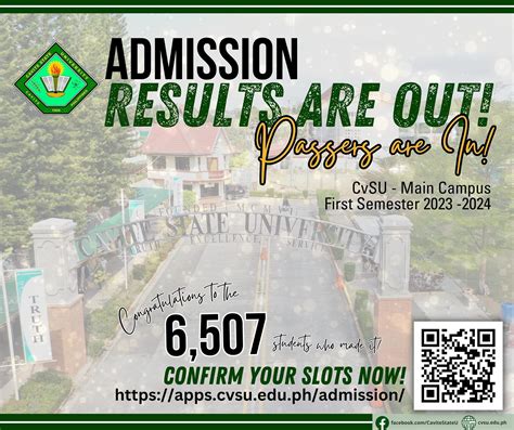 cvsu admission result|Admission Result for First Semester, SY 2023.